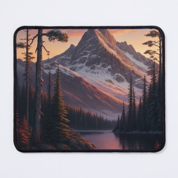 Item preview, Mountain over a river and winter florest at the sunset landscape designed and sold by Luke Pereira.