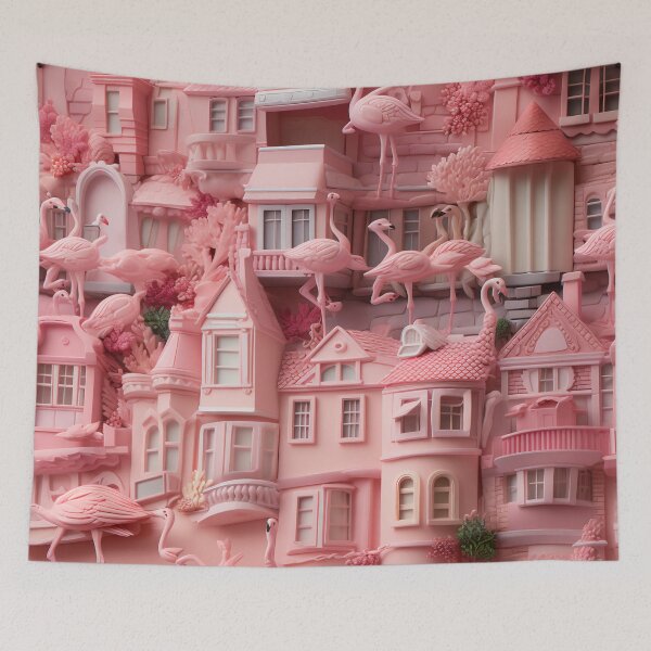 Item preview, Flamingoes on the roof. designed and sold by Promptagram.