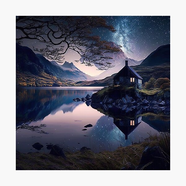 Item preview, Serene lake in Scotland designed and sold by BodhiKaya.