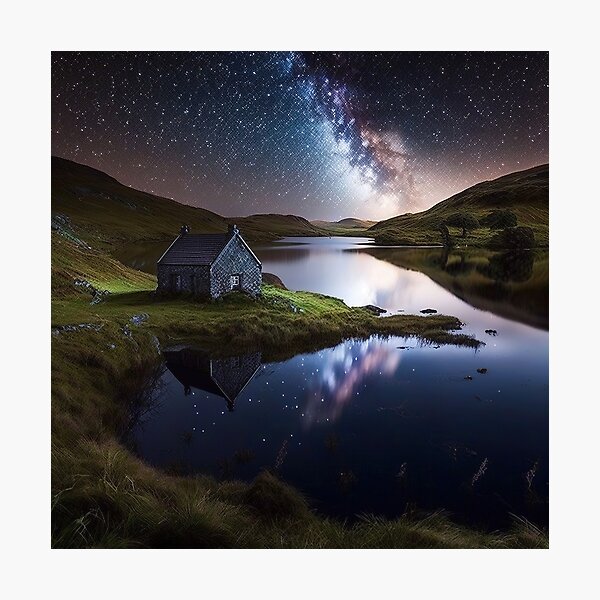 Item preview, Peaceful House in Scottish lake designed and sold by BodhiKaya.