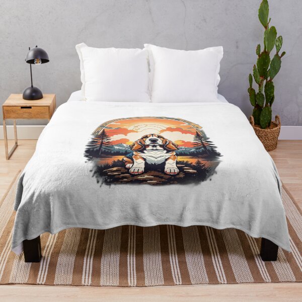 Artikelvorschau, Vintager Basset Hound Sunset Mountains Forest Design entworfen und verkauft von AsCreationss.