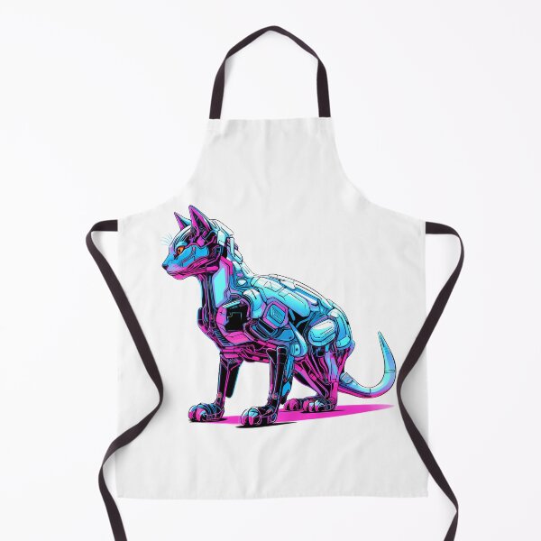 Item preview, Cyberpunk Robot Cat in Neon Colors designed and sold by SchorlCraft.