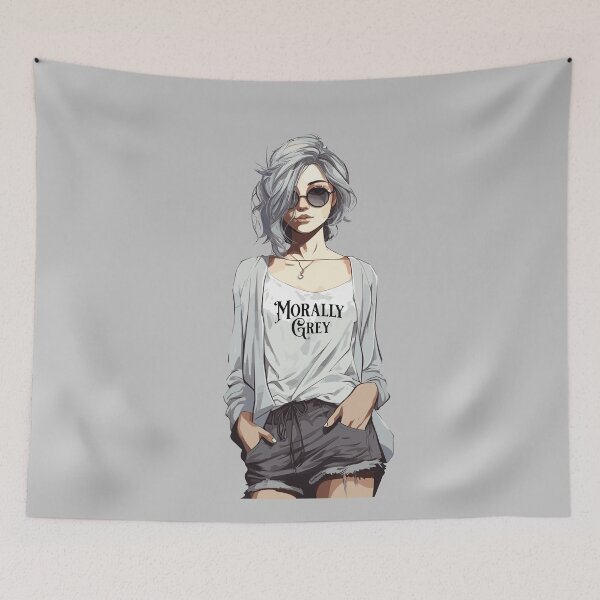 Item preview, Cute Sassy Girl with Morally Grey T-Shirt designed and sold by Sir Meow Meow.