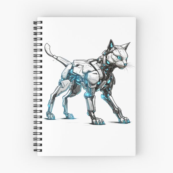 Item preview, Cyberpunk Robot Cat in Neon Colors designed and sold by SchorlCraft.