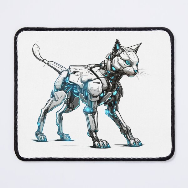 Item preview, Cyberpunk Robot Cat in Neon Colors designed and sold by SchorlCraft.