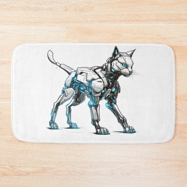 Item preview, Cyberpunk Robot Cat in Neon Colors designed and sold by SchorlCraft.