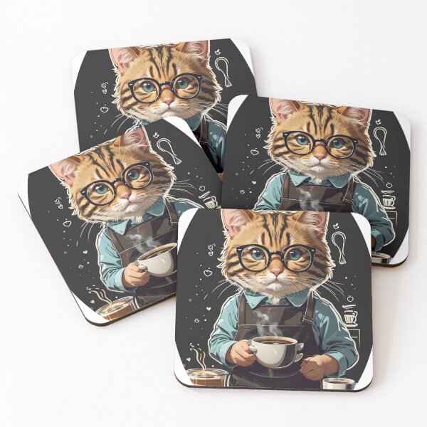 Item preview, Barista Cat Art - Coffee Connoisseur Feline - Perfect for Coffee Lovers and Cat Enthusiasts designed and sold by sadsapiens.