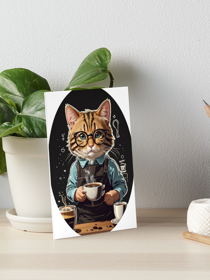 Barista Cat Art - Coffee Connoisseur Feline - Perfect for Coffee Lovers and  Cat Enthusiasts | Art Board Print