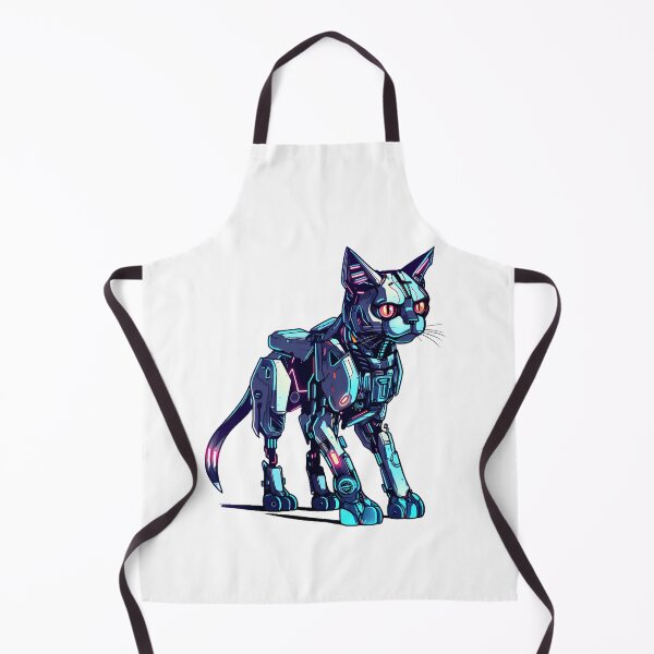 Item preview, Cyberpunk Robot Cat in Neon Colors designed and sold by SchorlCraft.
