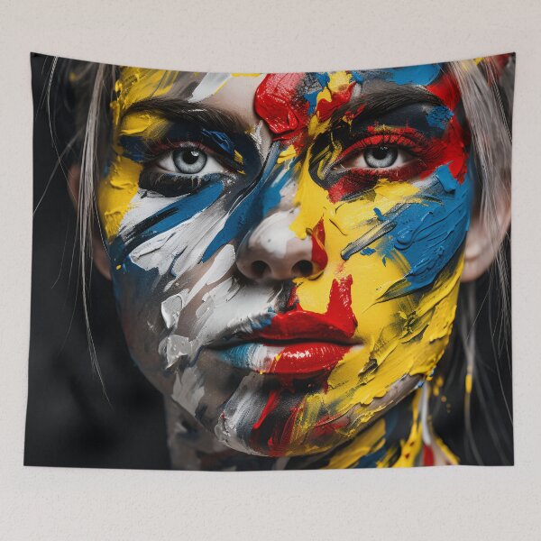 Item preview, Abstract Art paint splatter, womans face digital print designed and sold by dcrc.