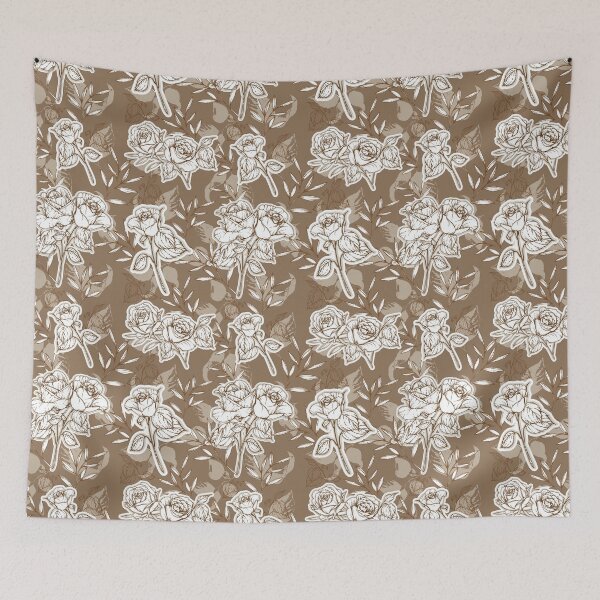 Item preview, Line Art Rose Seamless Print designed and sold by KleineFi.