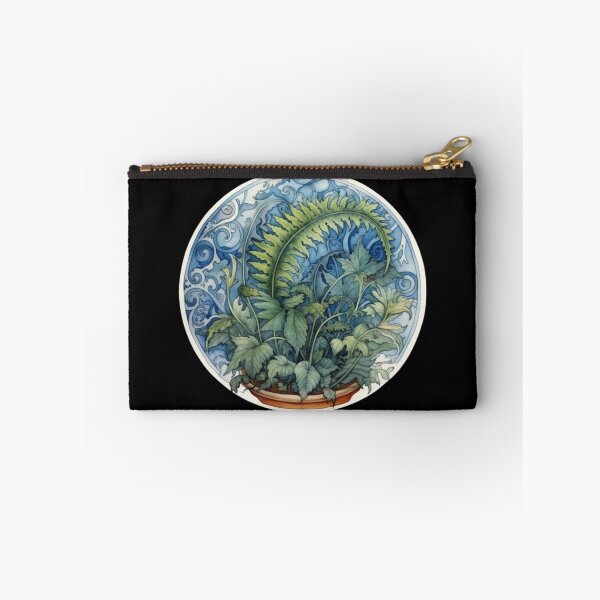 Item preview, Watercolour Art Nouveau Inspired Green Fern Leaves and Blue Swirl  designed and sold by DarlaEdnaFleur.