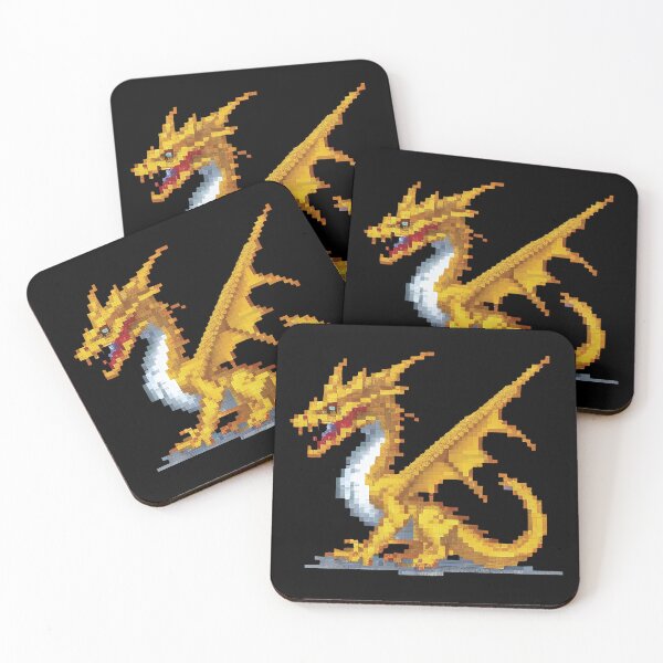 Item preview, Pixelated yellow dragon painting. Fantasy pixel art style. designed and sold by twisted-dot.