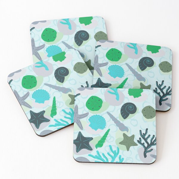 Item preview, Tossed Seashells Nautical Vibes Beachy Green and Blue with Circles designed and sold by Sockstomistic.