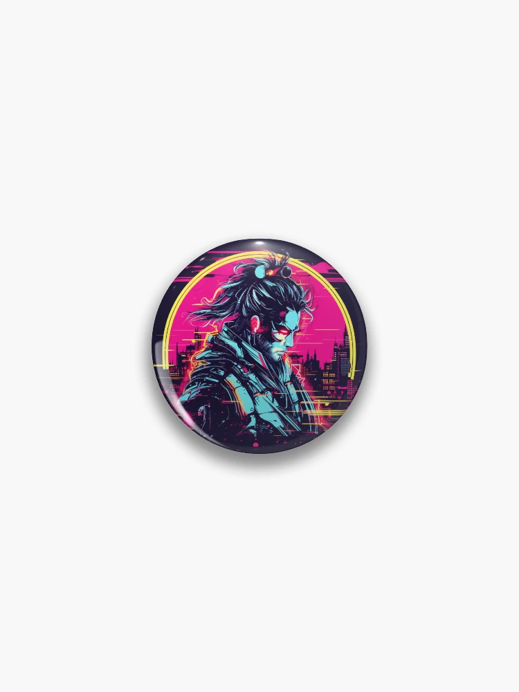 Thumbnail 1 of 3, Pin, Cyber Samurai designed and sold by RiffraffDesigns.