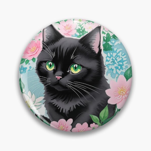 Item preview, Black Cat with Pink Watercolor Flowers Sticker 2 designed and sold by jmccur.
