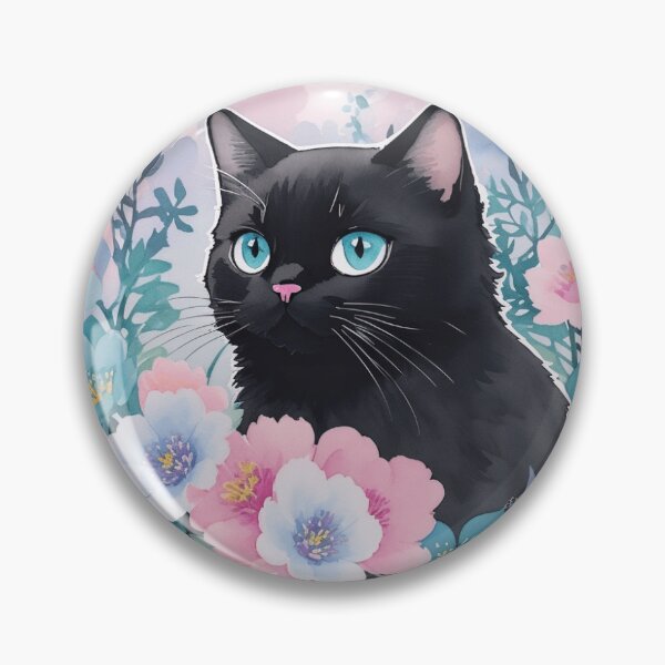 Item preview, Black Cat with Pink Watercolor Flowers Sticker 5 designed and sold by jmccur.