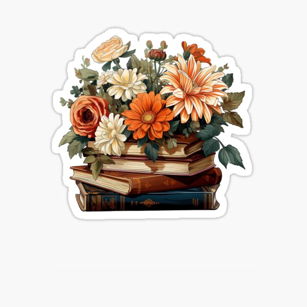 Item preview, Vintage Books and Flowers Painting Style designed and sold by Violetsandmugs.