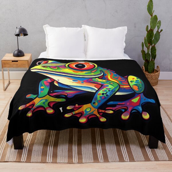 Item preview, Cheerfully Focused Rainbow Color Frog Pretty Trippy Psychedelic Positive Thinker designed and sold by Vicki Noble Art.