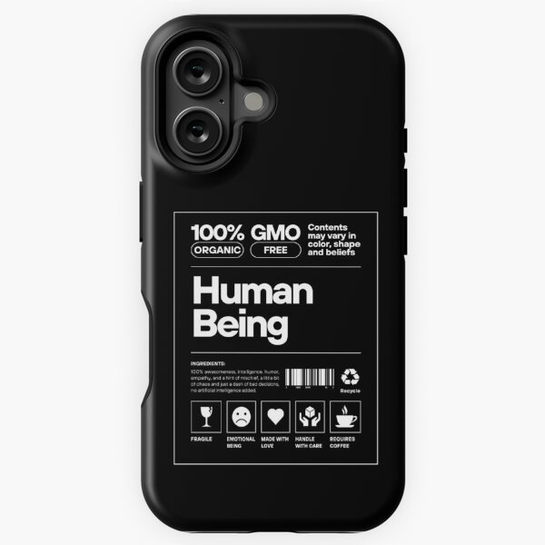 Item preview, Black and white Minimalist Non GMO Organic Human Being Lable designed and sold by TeesStorefront.