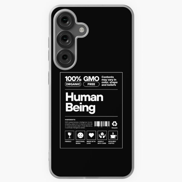 Black and white Minimalist Non GMO Organic Human Being Lable Samsung Galaxy Soft Case