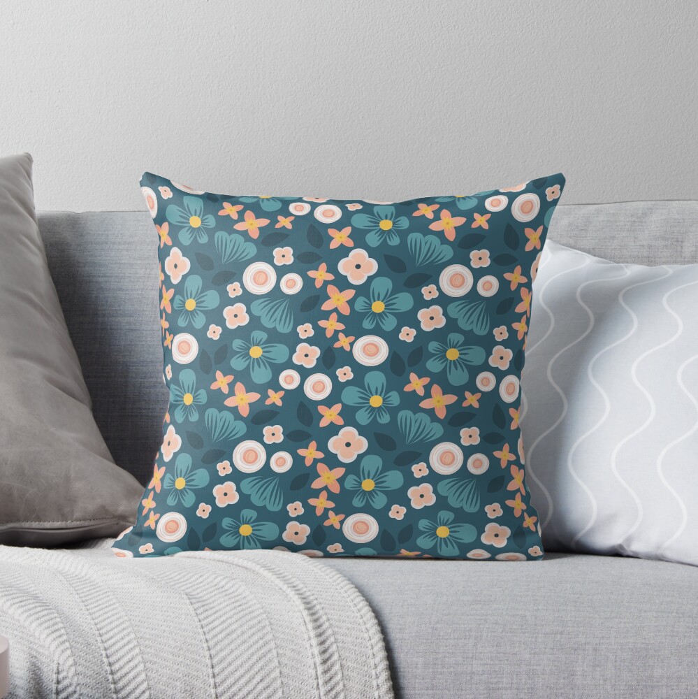 Modern Floral Throw Pillow