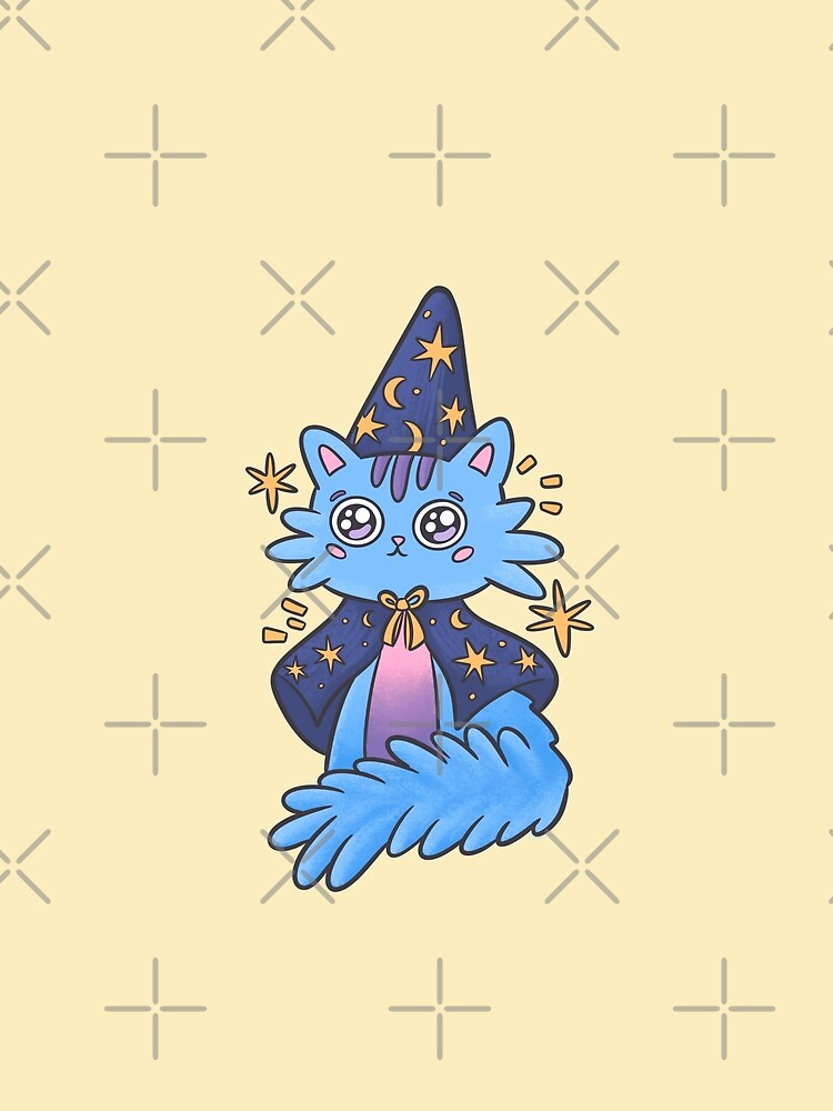 Disover Magical blue kitty with sorcerer&apos;s cap and cape | Sleeveless Top
