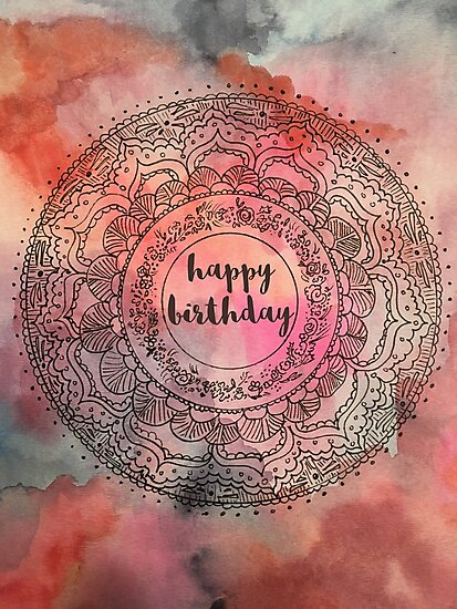 "Happy Birthday Mandala Card" Photographic Print by lauraelenaart