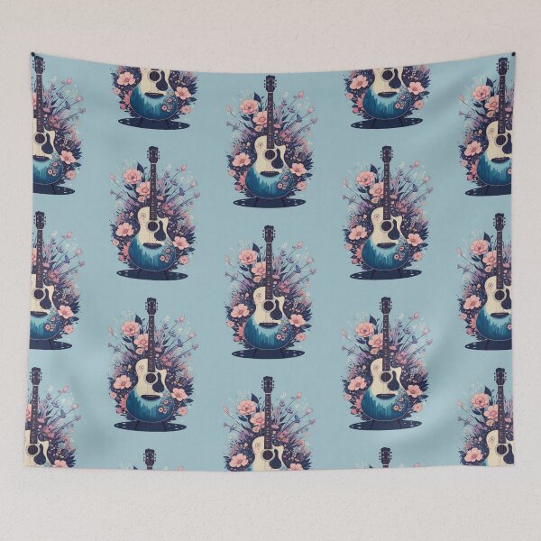 Item preview, Guitar and Floral Pattern Design: A Melody of Style | Buy Now designed and sold by JOY STORE 45.