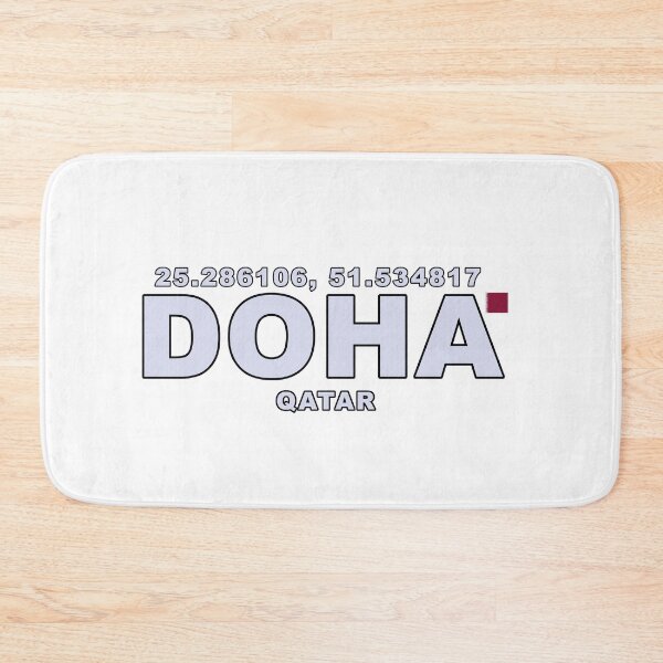 Item preview, Doha Qatar with Coordinates and Small Flag designed and sold by Gevover.