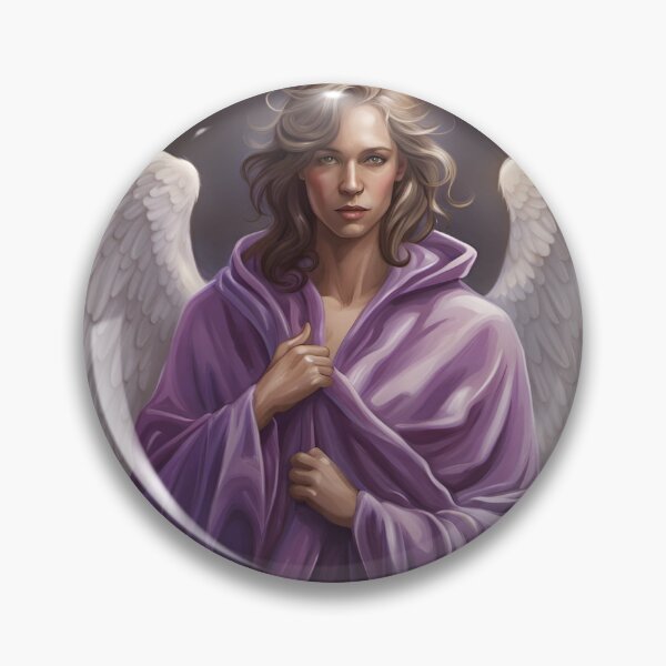 Item preview, Androgynous angel in purple robe with white wings designed and sold by SirenSeventyOne.