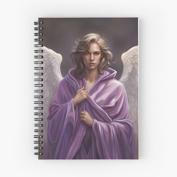 Item preview, Androgynous angel in purple robe with white wings designed and sold by SirenSeventyOne.