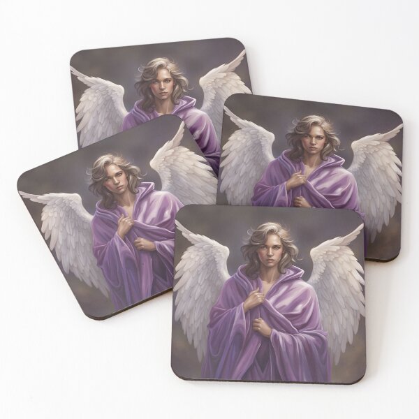 Item preview, Androgynous angel in purple robe with white wings designed and sold by SirenSeventyOne.