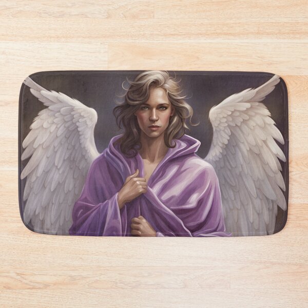 Item preview, Androgynous angel in purple robe with white wings designed and sold by SirenSeventyOne.