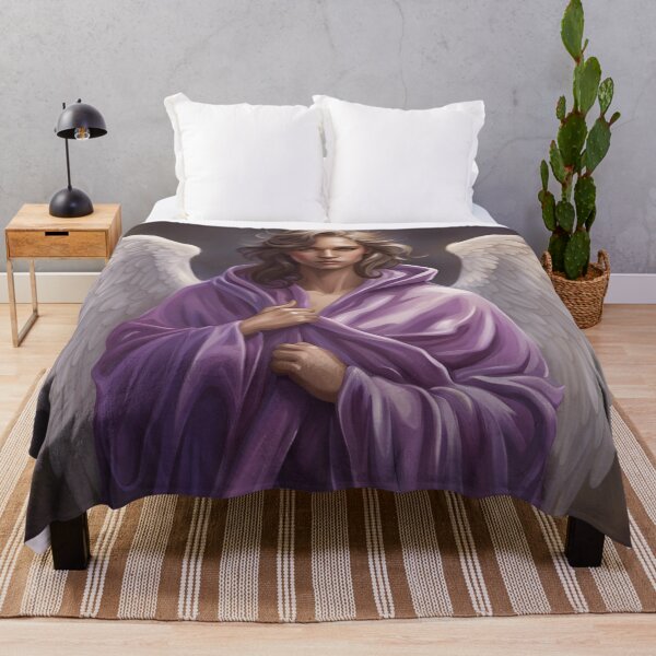 Item preview, Androgynous angel in purple robe with white wings designed and sold by SirenSeventyOne.