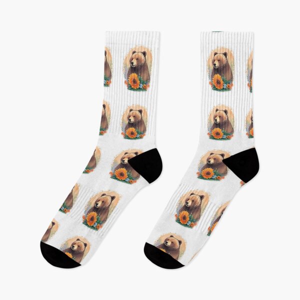 Item preview, Wild Grizzly Bear with Watercolor Flowers designed and sold by YourNameMatters.