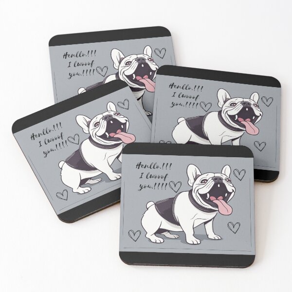 Item preview, Funny French Bulldog Laughing saying i love you (cartoon) designed and sold by Frenchbullrufo.