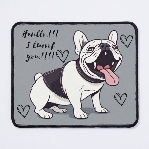 Item preview, Funny French Bulldog Laughing saying i love you (cartoon) designed and sold by Frenchbullrufo.