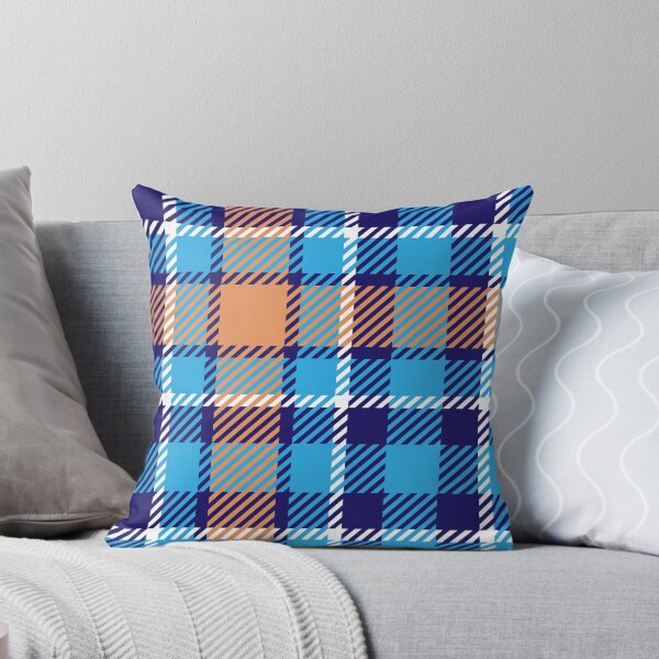 Item preview, Orange, blue and white tartan plaid pattern designed and sold by Osting.