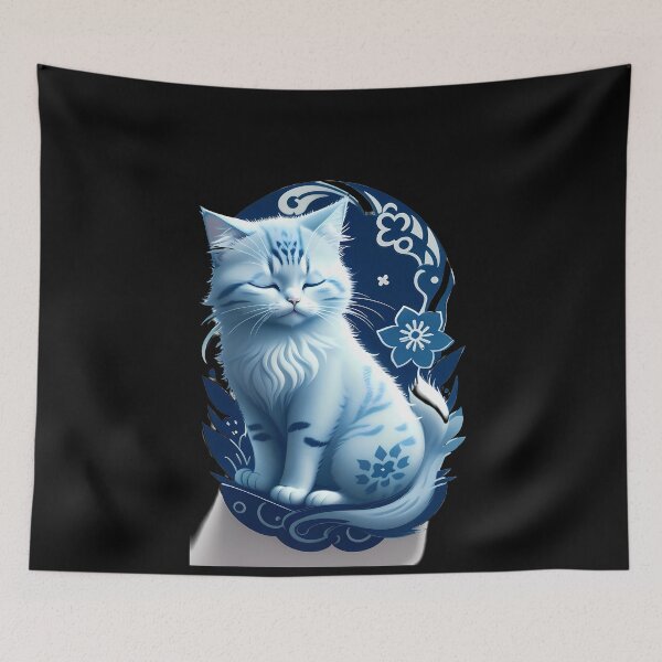 Item preview, Cyanotype Art of Fluffy Feline designed and sold by Mechanical-Artt.