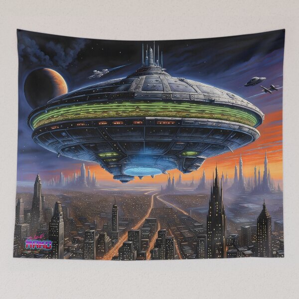 Item preview, Retro Scifi Skyline Deco CXXVIII designed and sold by AliceMako.