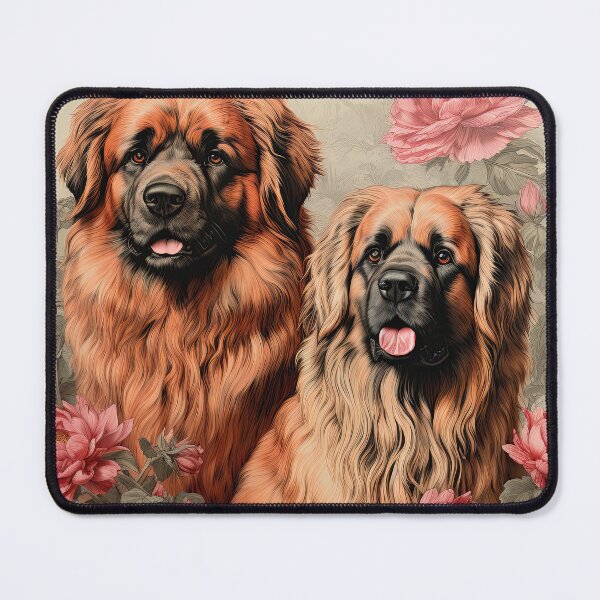 Item preview, Vintage Leonbergers in Peonies with AKC Breed Standard Quote designed and sold by Appyrances.