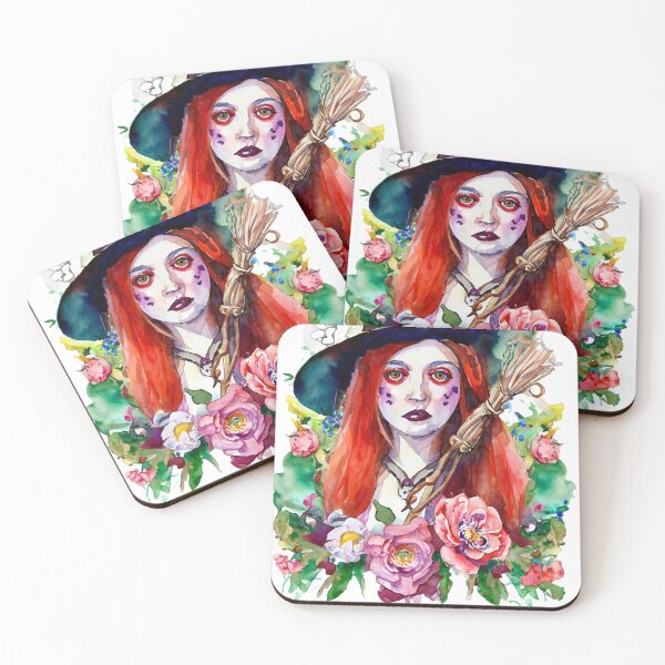 Item preview, Gothic Halloween girl with witches hat and flowers, Tshirts or coffee mug to show this awesome face. designed and sold by JeffreyWayne.