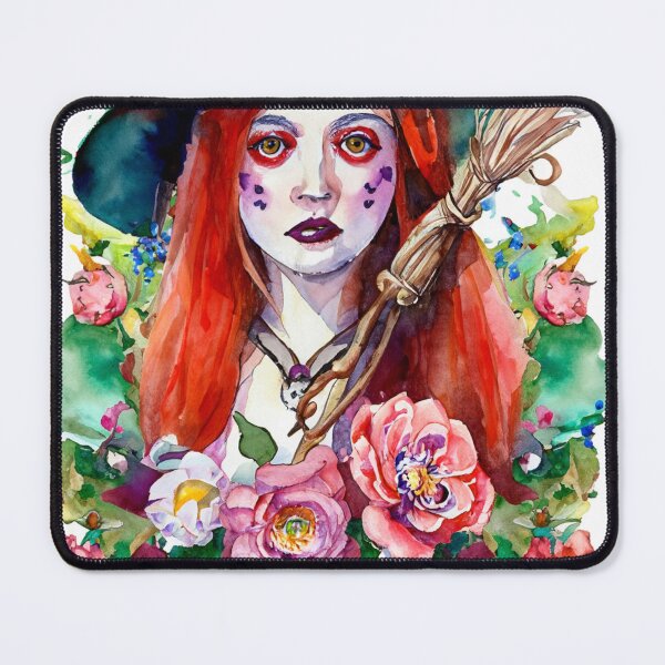 Item preview, Gothic Halloween girl with witches hat and flowers, Tshirts or coffee mug to show this awesome face. designed and sold by JeffreyWayne.
