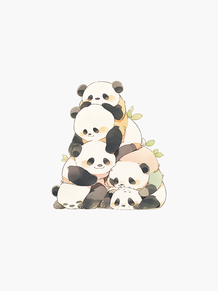 Kawaii Cute Panda Bear T-Shirt - Cute Pandas - Sticker