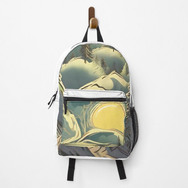 Item preview, Mountain landscape with hills and snow on peaks, sunshine spring landscape background, trees in the foreground designed and sold by DESIGNSPACK ® ✅.