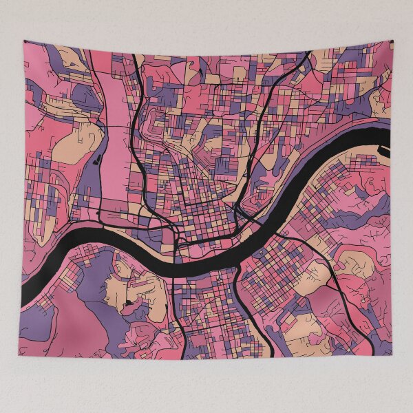 Item preview, Cincinnati Map Pattern in Purple & Pink designed and sold by PatternMaps.