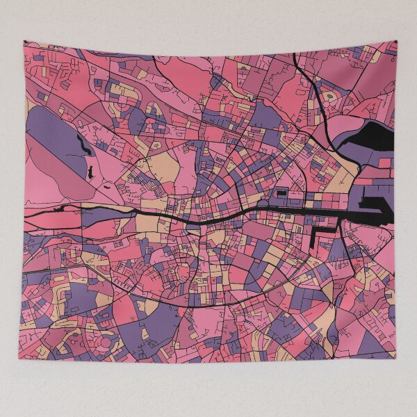 Item preview, Dublin Map Pattern in Purple & Pink designed and sold by PatternMaps.
