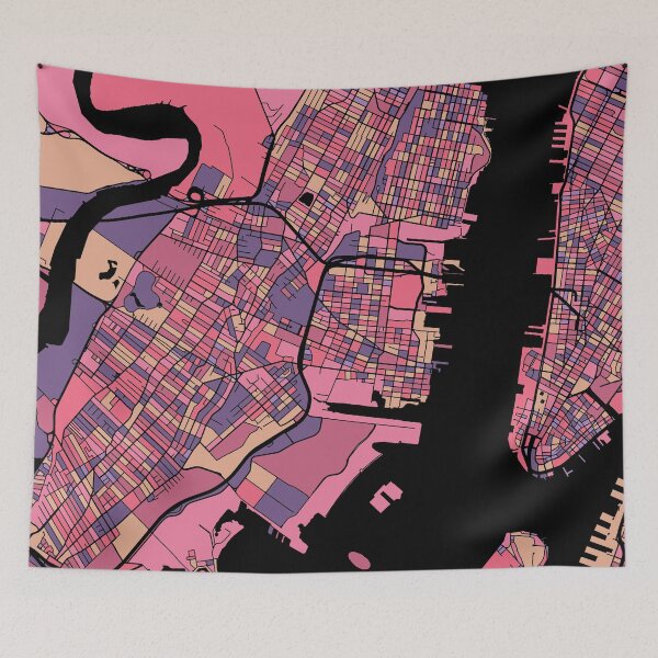 Item preview, Jersey City Map Pattern in Purple & Pink designed and sold by PatternMaps.