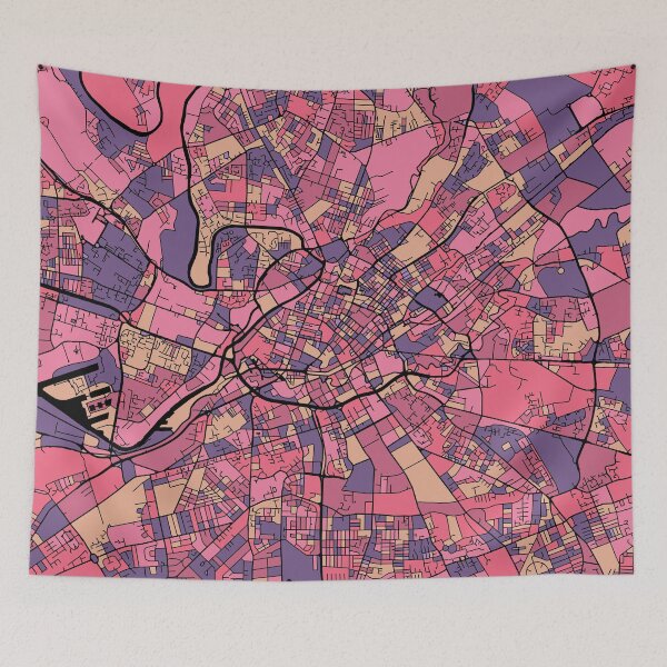 Item preview, Manchester Map Pattern in Purple & Pink designed and sold by PatternMaps.